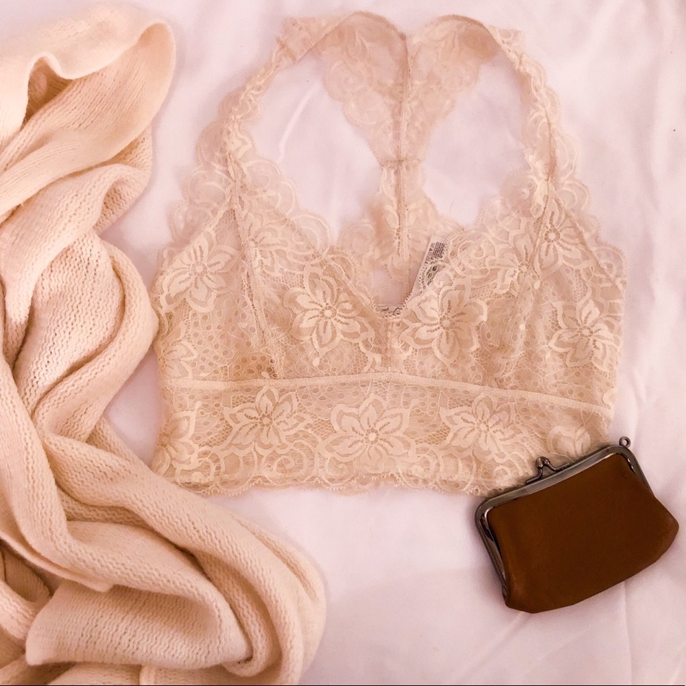 cream lace bralette